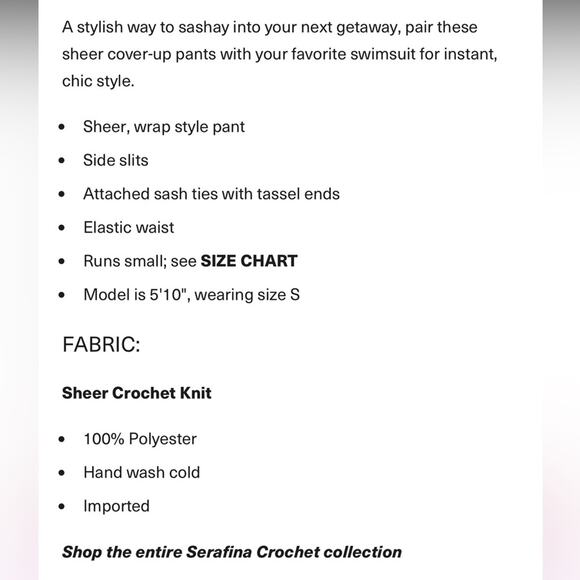 NWT Trina Turk Swim Suit Coverup Wide Leg Crochet Pant Size Medium $162 - Picture 5 of 7